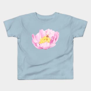 Bee in a Pink Peony Watercolor Painting Kids T-Shirt